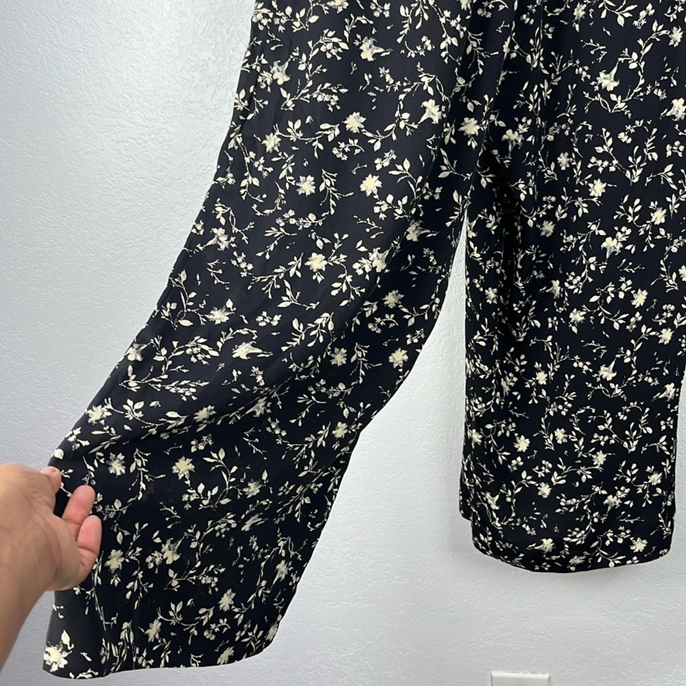 Vintage Street Wear Carole Little Wide Leg Pants Womens 10 Black Floral Print - Picture 10 of 10